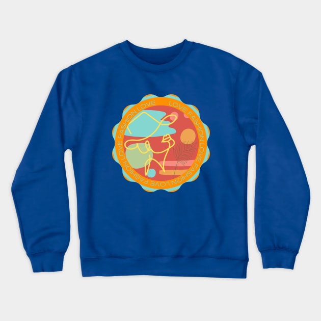 Orange woman line Art Crewneck Sweatshirt by O.M design